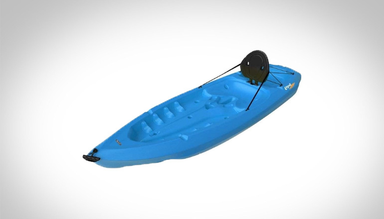 blue color Lifetime Lotus Sit-On-Top Kayak with a black sit