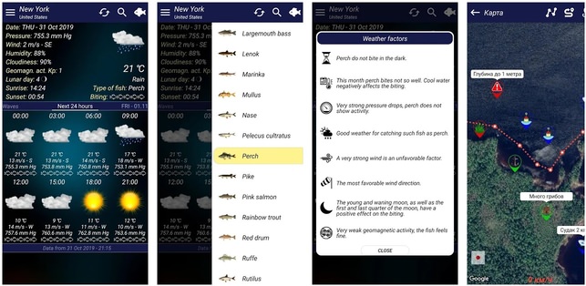 Fishing forecast android app