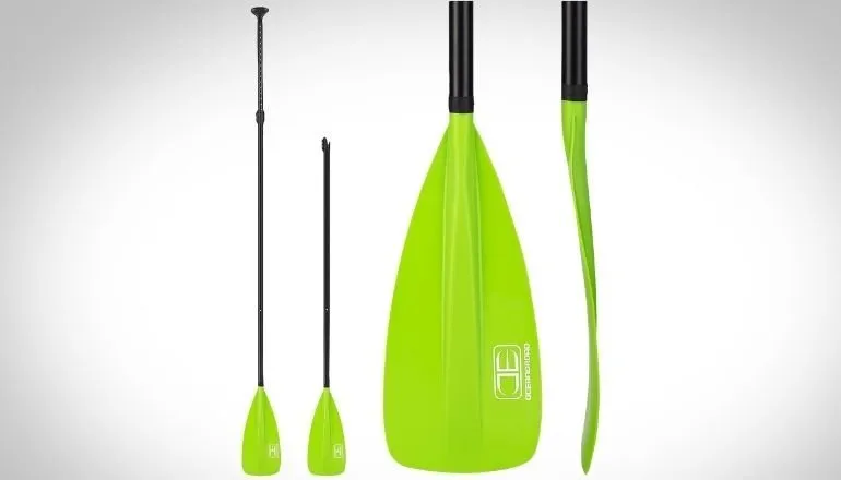 Green kayak paddle